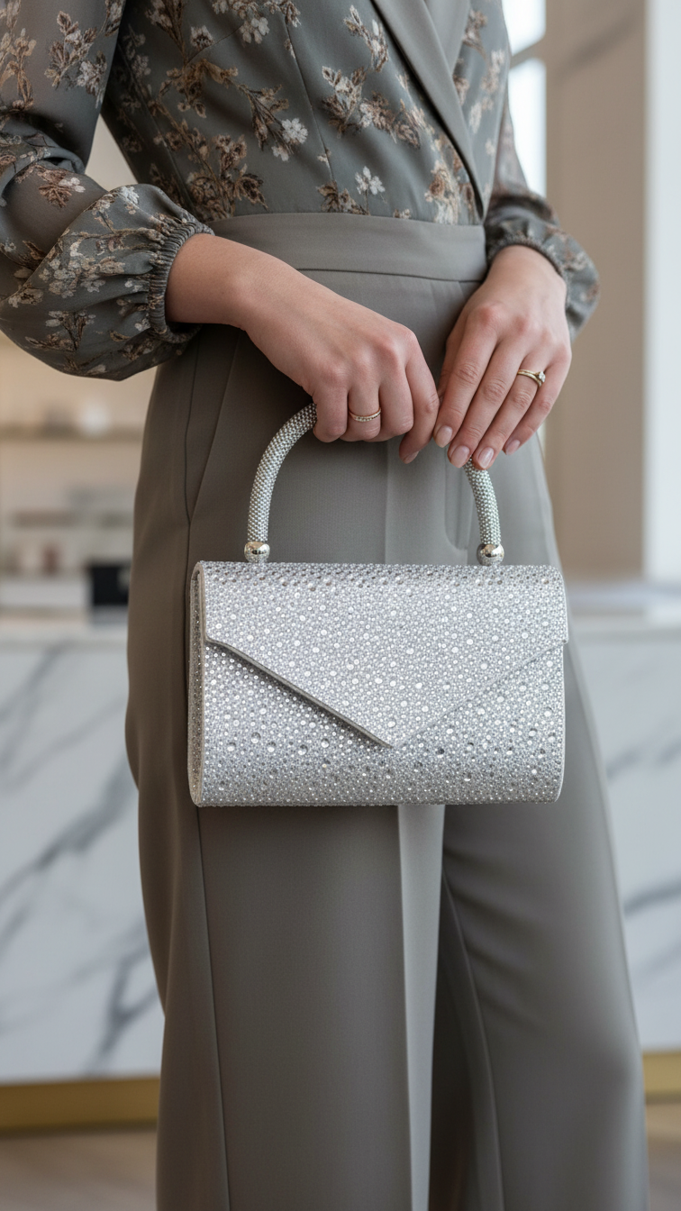 Silver Bridal Clutch P24370