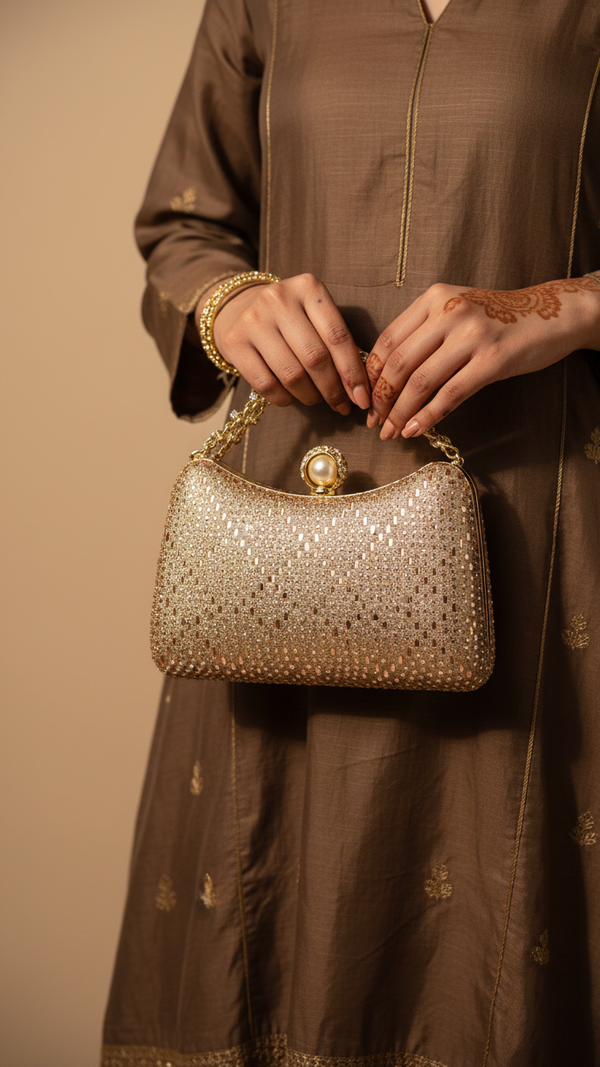 ChamPagne Fancy Clutch For Women P24383