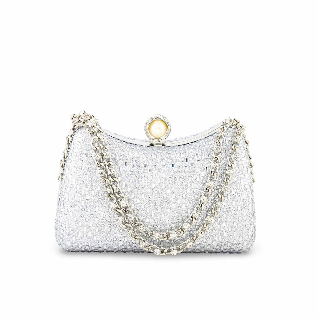 Silver Fancy Clutch For Women P24383