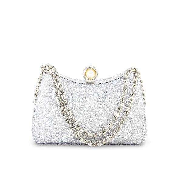 Silver Fancy Clutch For Women P24383