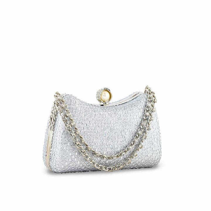 Silver Fancy Clutch For Women P24383