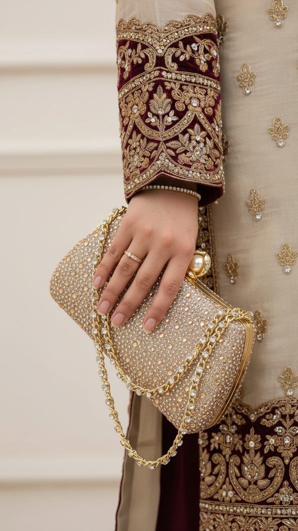 ChamPagne Fancy Clutch For Women P24384