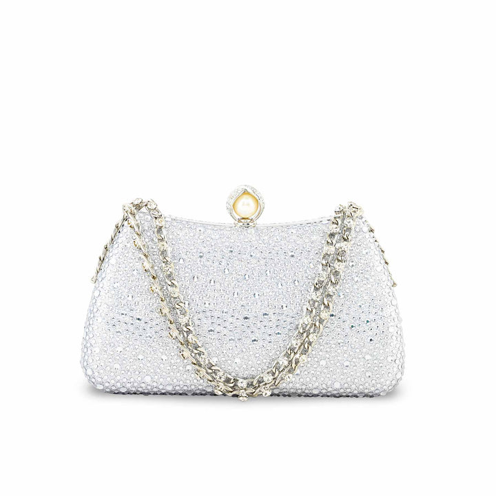 Silver Fancy Clutch For Women P24384