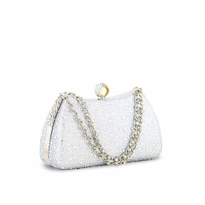 Silver Fancy Clutch For Women P24384