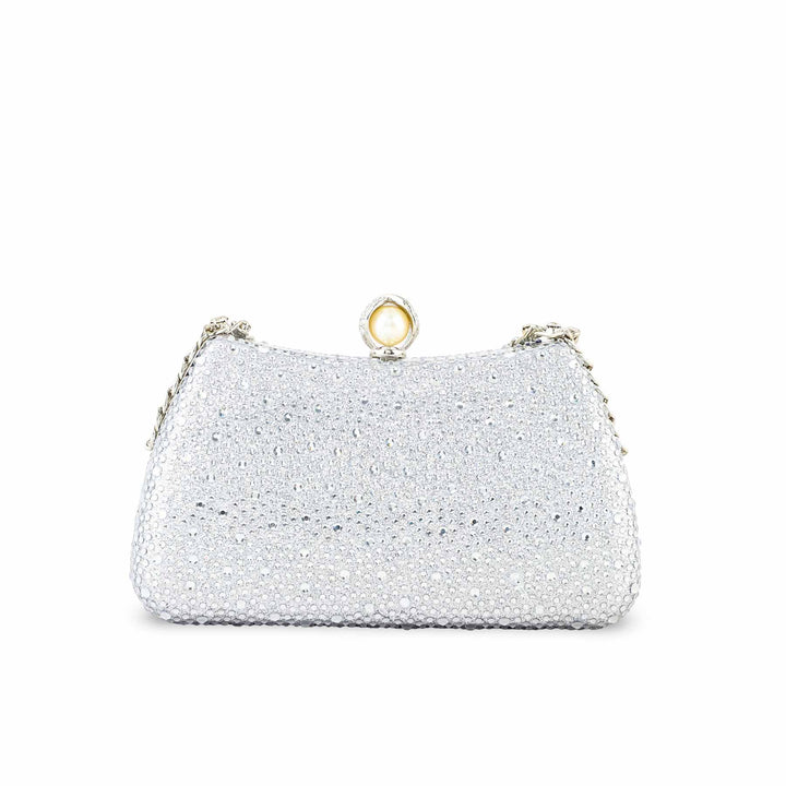 Silver Fancy Clutch For Women P24384