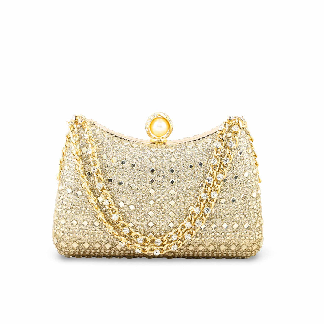 Golden Fancy Clutch For Ladies P24385