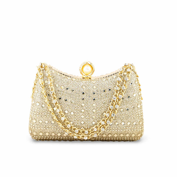 Golden Fancy Clutch For Ladies P24385