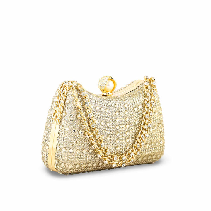 Golden Fancy Clutch For Ladies P24385