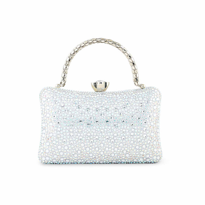 Silver Fancy Clutch For Ladies P24386