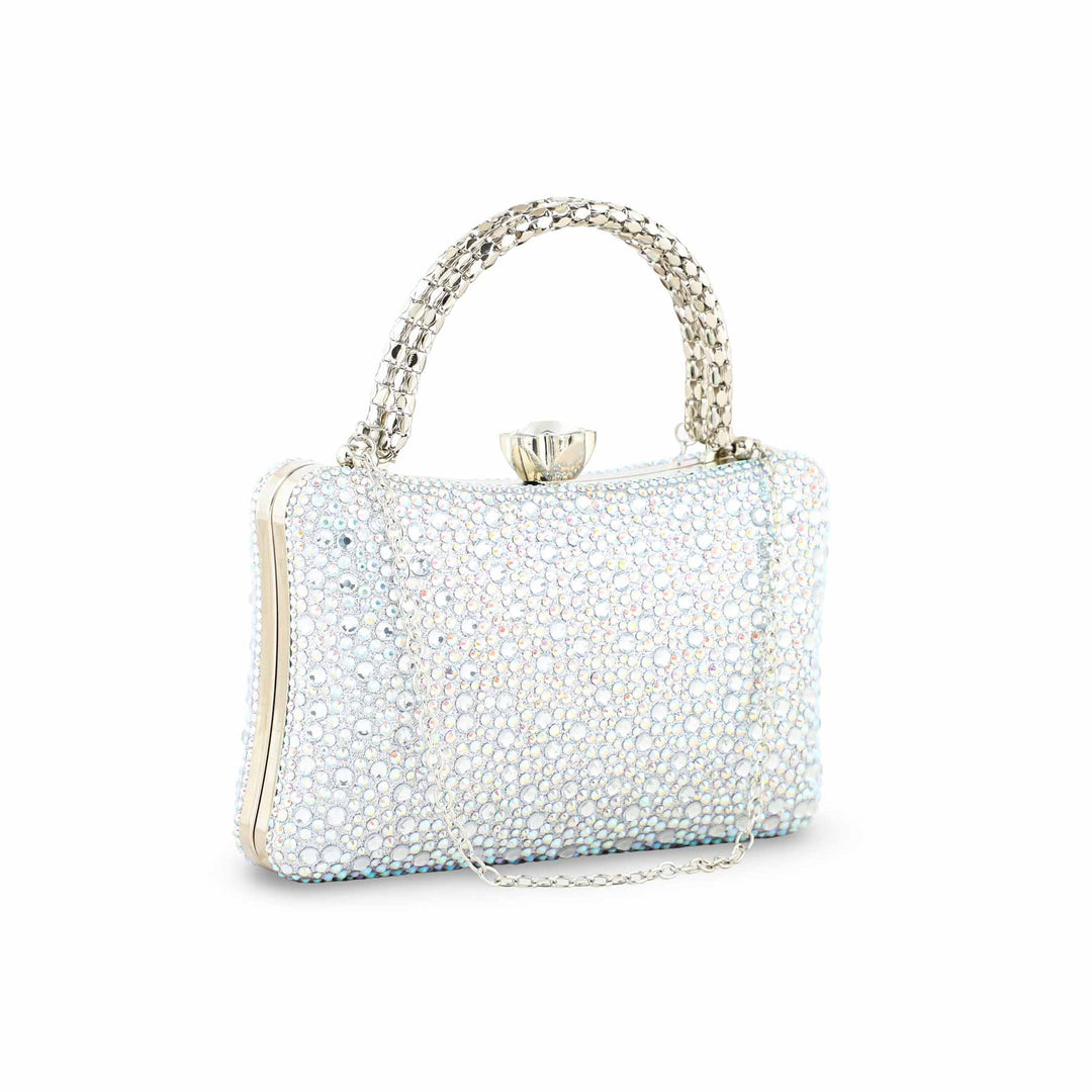 Silver Fancy Clutch For Ladies P24386