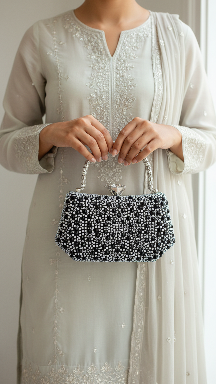 Black Women Fancy Clutch P24387