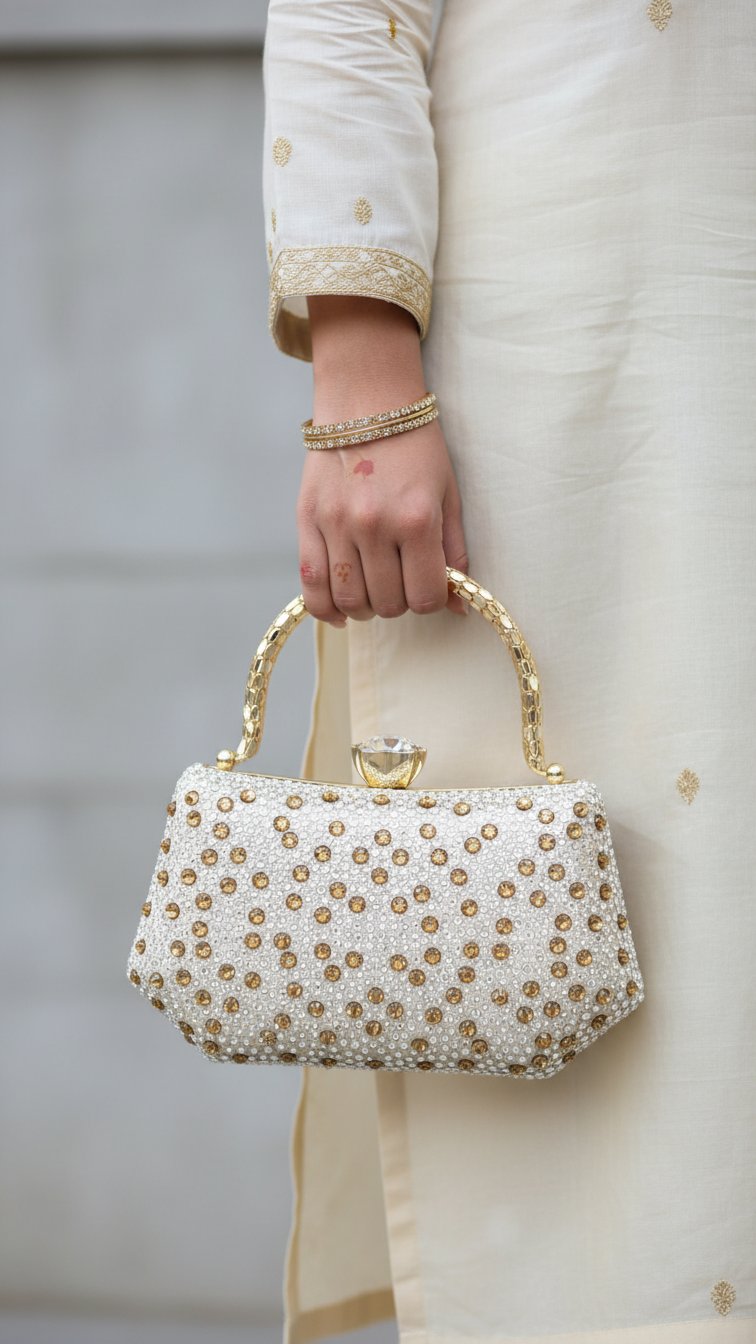 Golden Women Fancy Clutch P24387