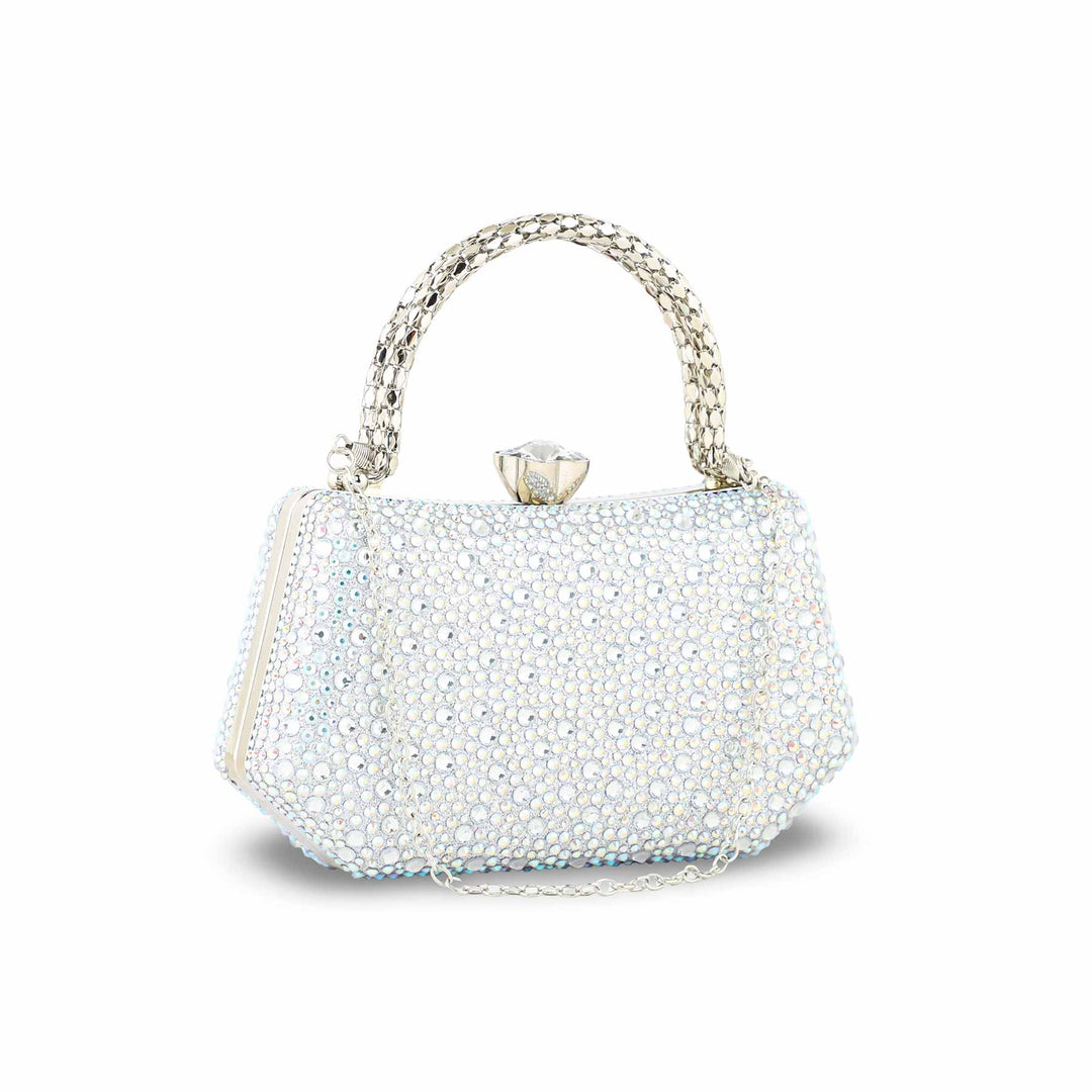 Silver Women Fancy Clutch P24387