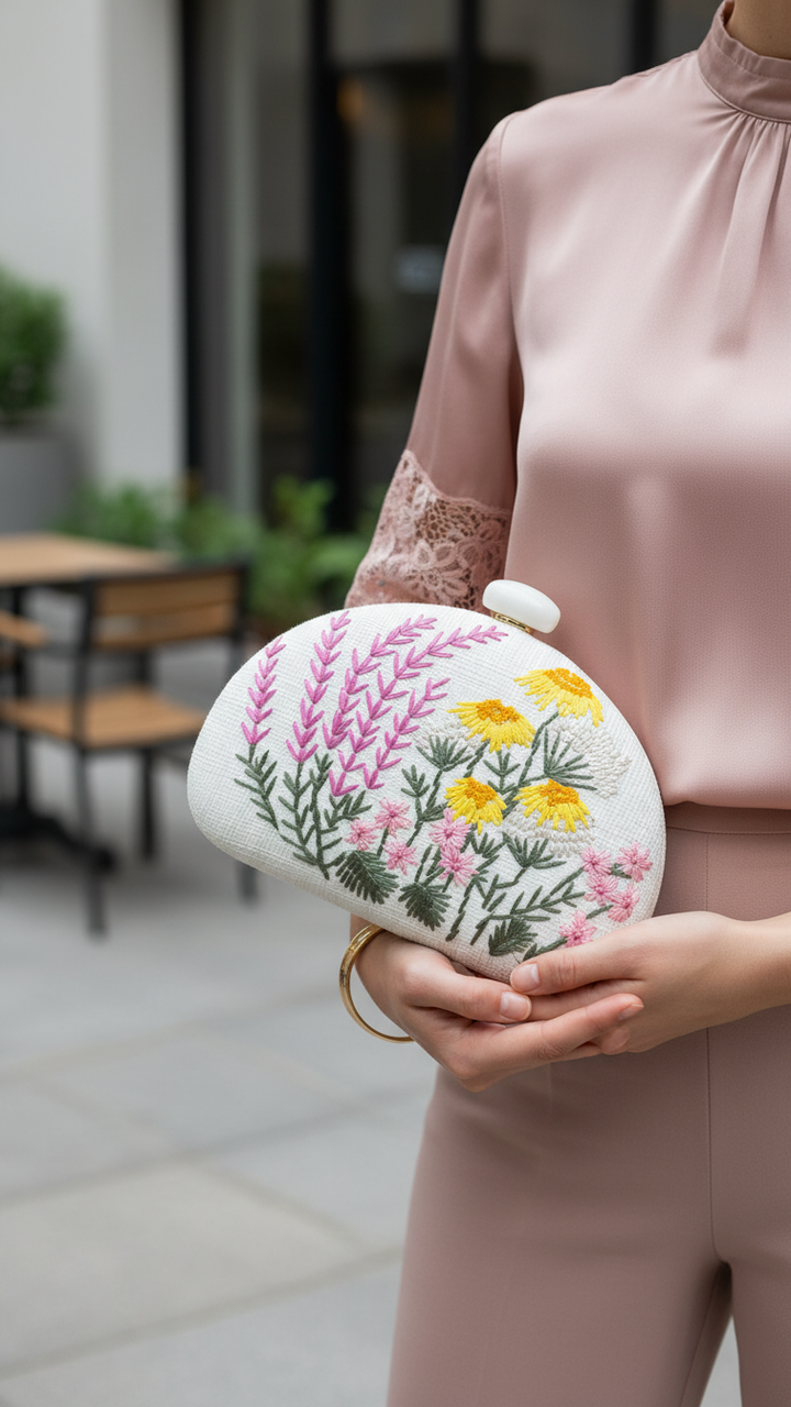 White Women Fancy Clutch P24388