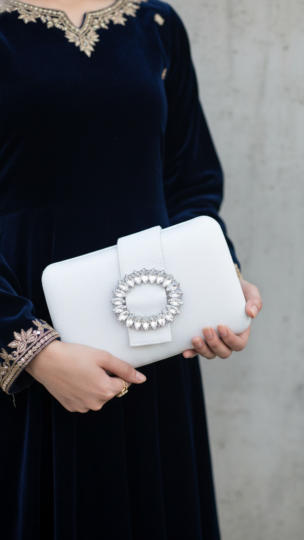Silver Fancy Clutch P24390