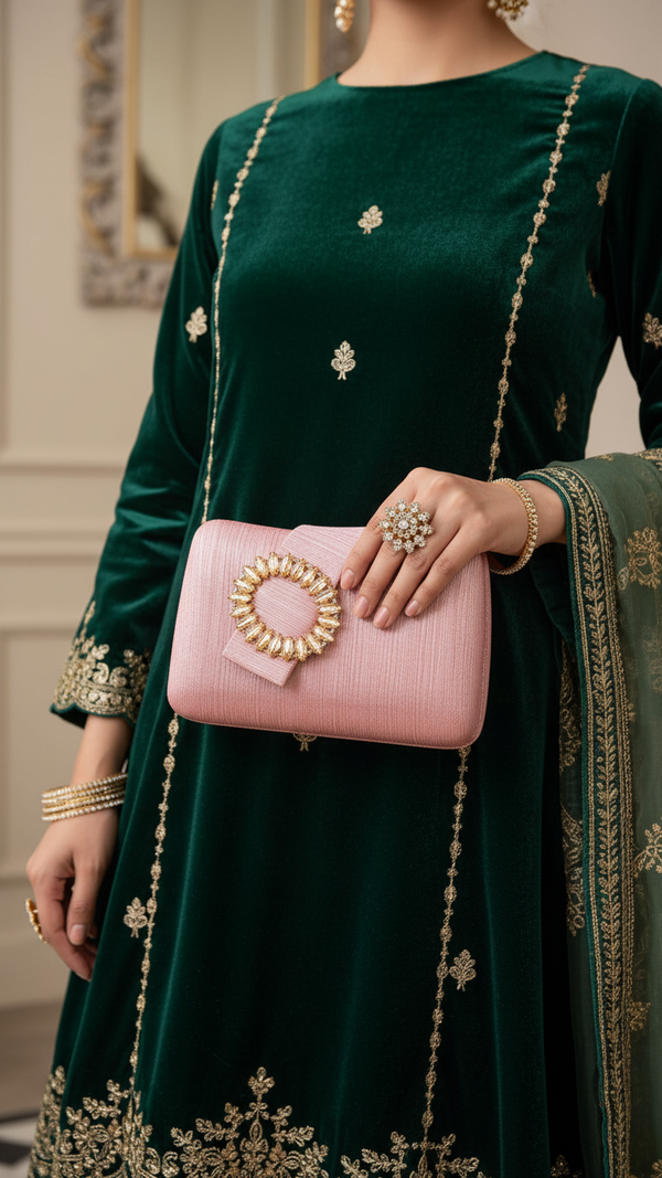 Champagne Fancy Clutch P24390