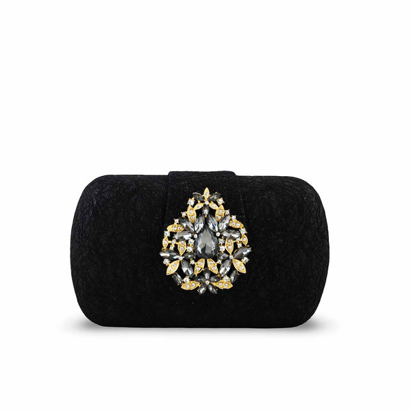 Black Fancy Clutch P24392