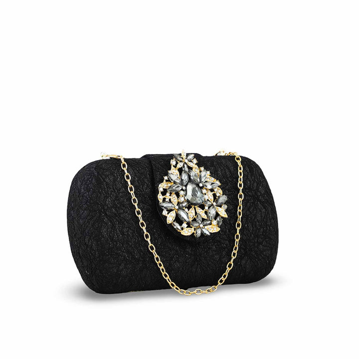 Black Fancy Clutch P24392