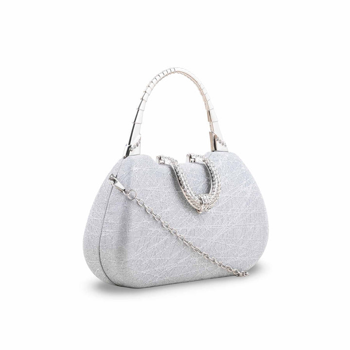 Silver Fancy Clutch For Women P24402