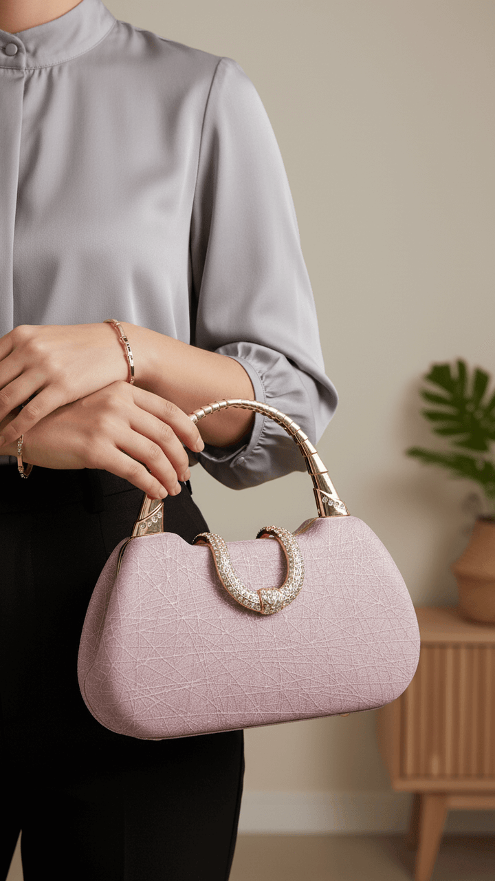 Champagne Fancy Clutch For Women P24402