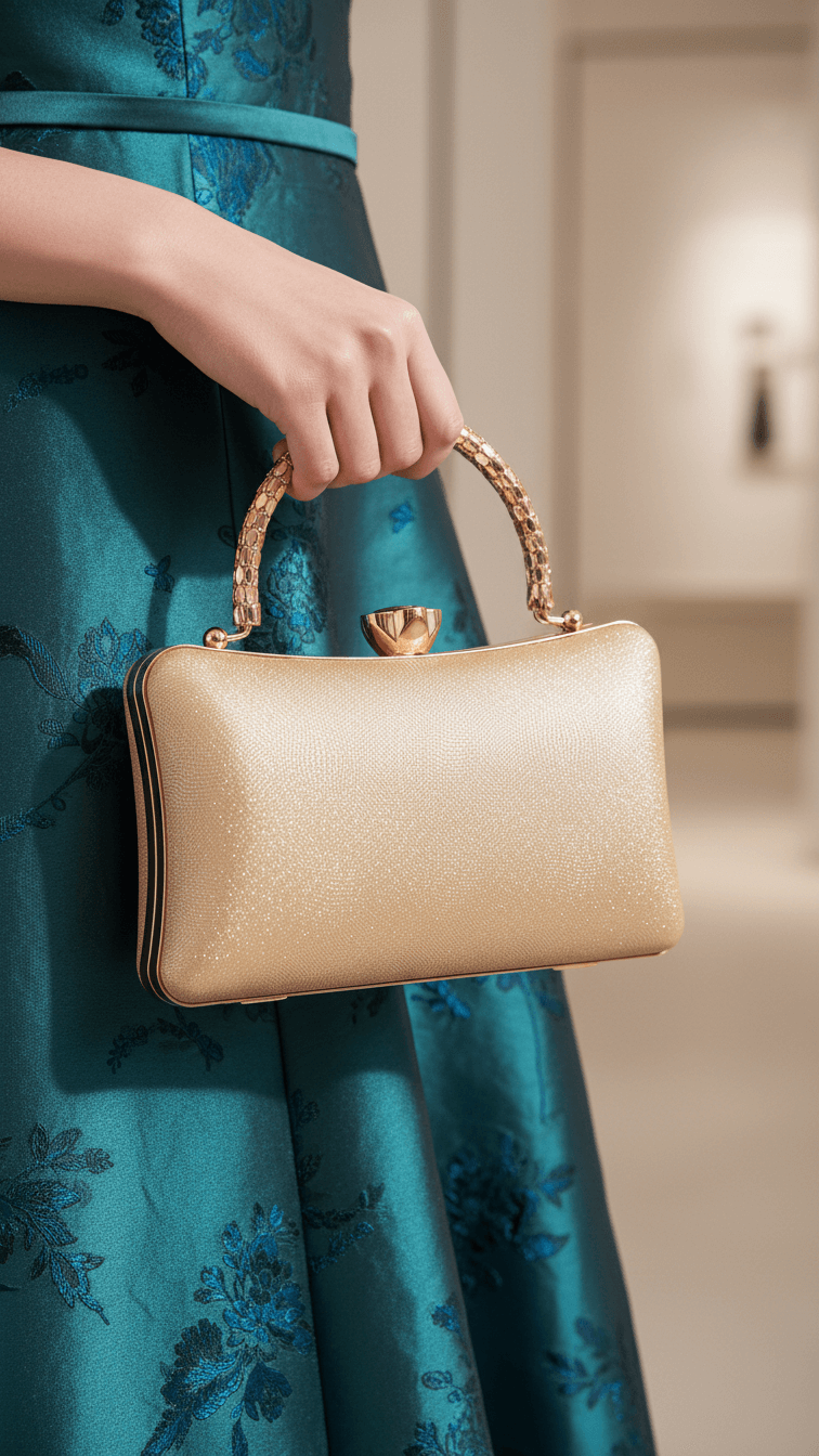 Golden Fancy Clutch For Women P24403