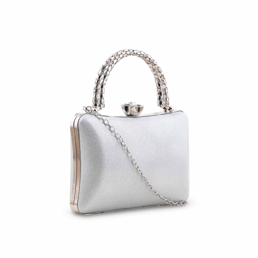 Silver Fancy Clutch For Women P24403