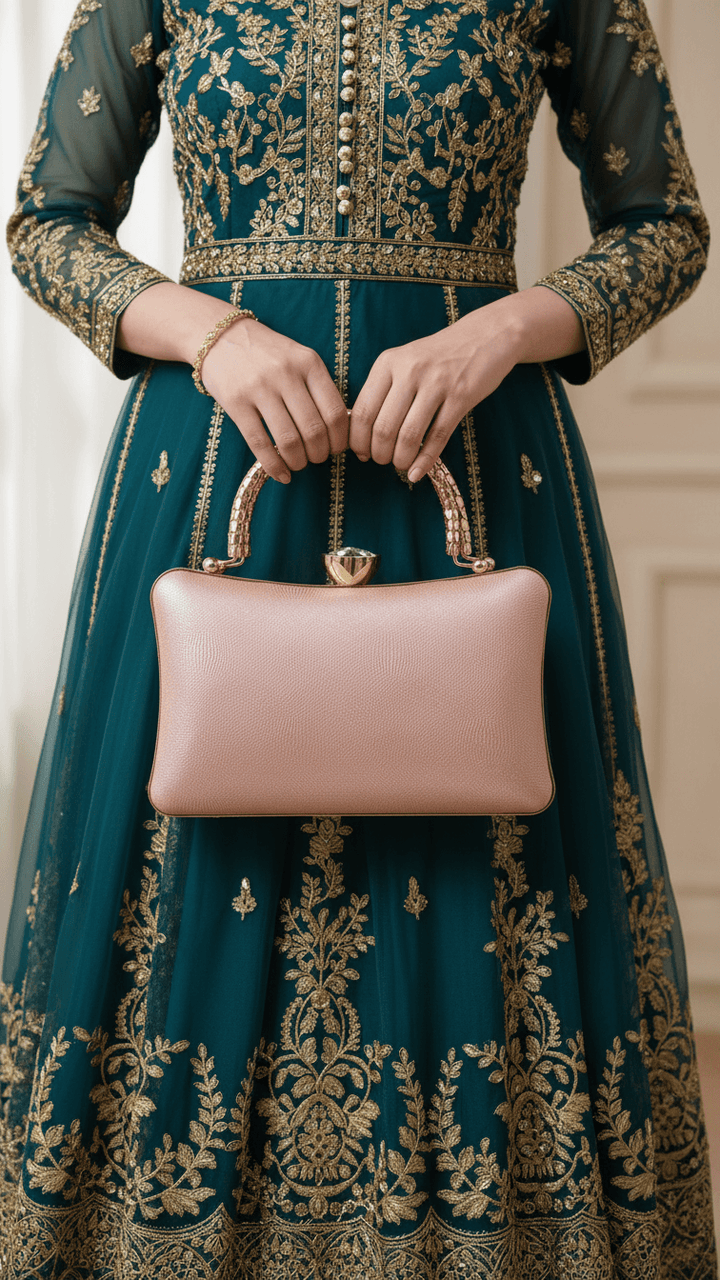 Champagne Fancy Clutch For Women P24403