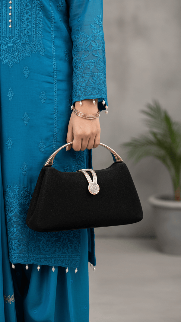 Black Fancy Clutch For Women P24404