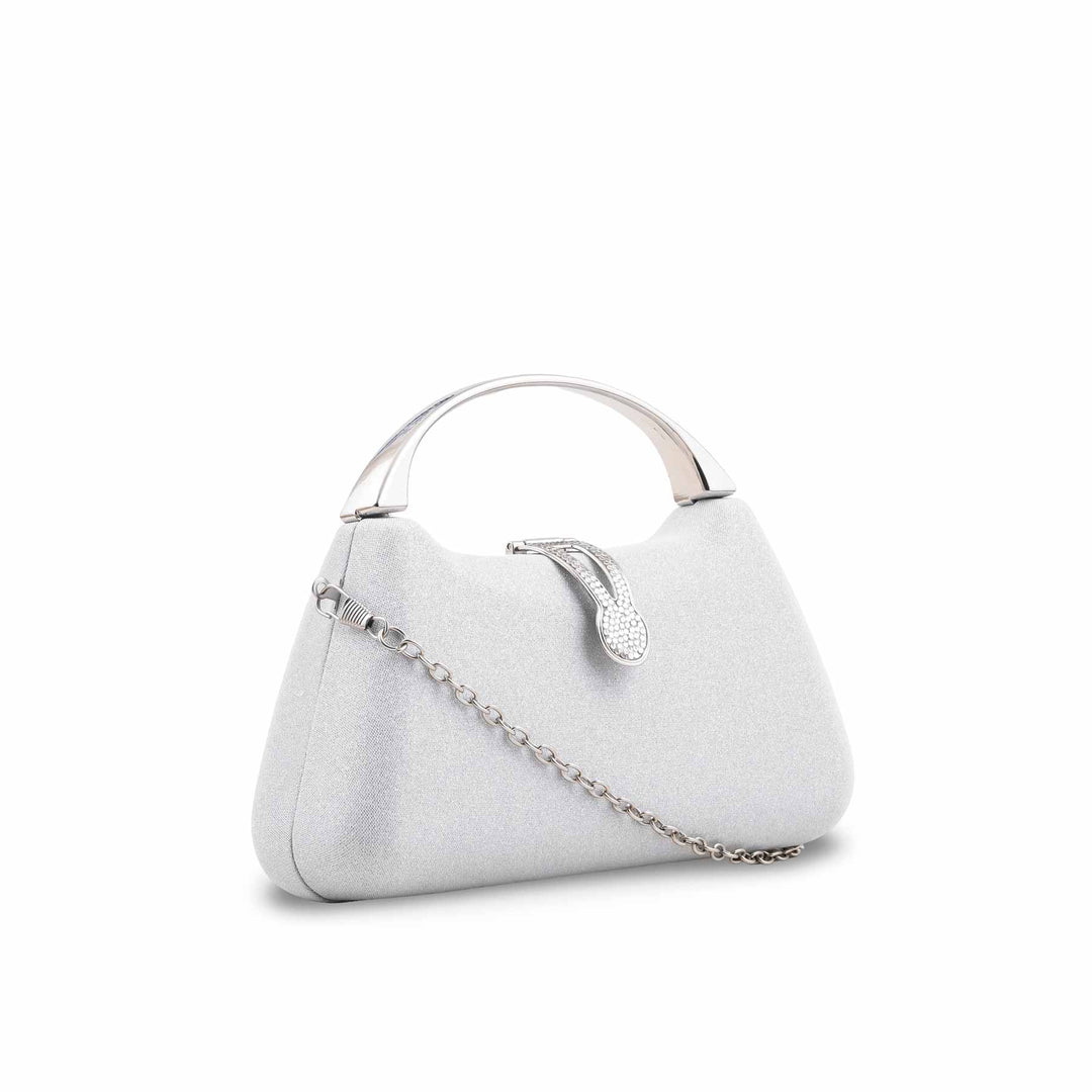 Silver Fancy Clutch For Women P24404