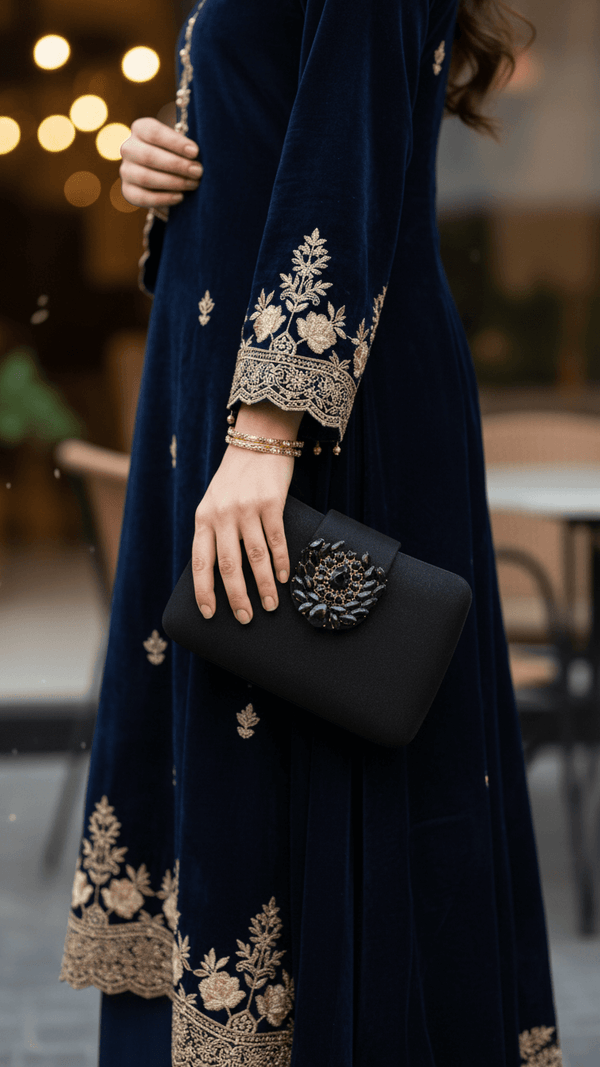 Black Fancy Clutch For Women P24406