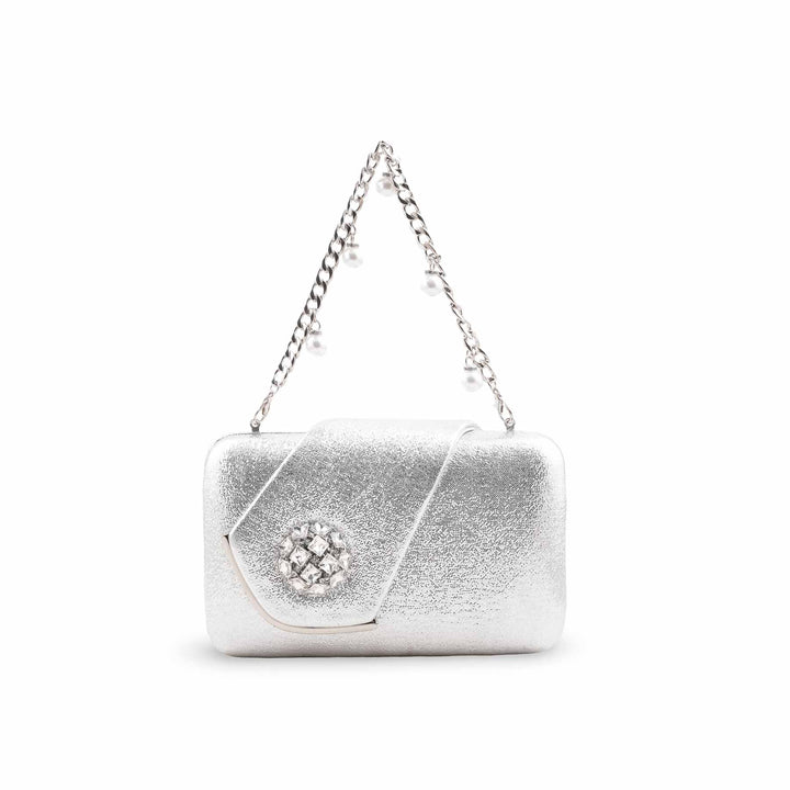 Silver Fancy Clutch For Ladies P24407