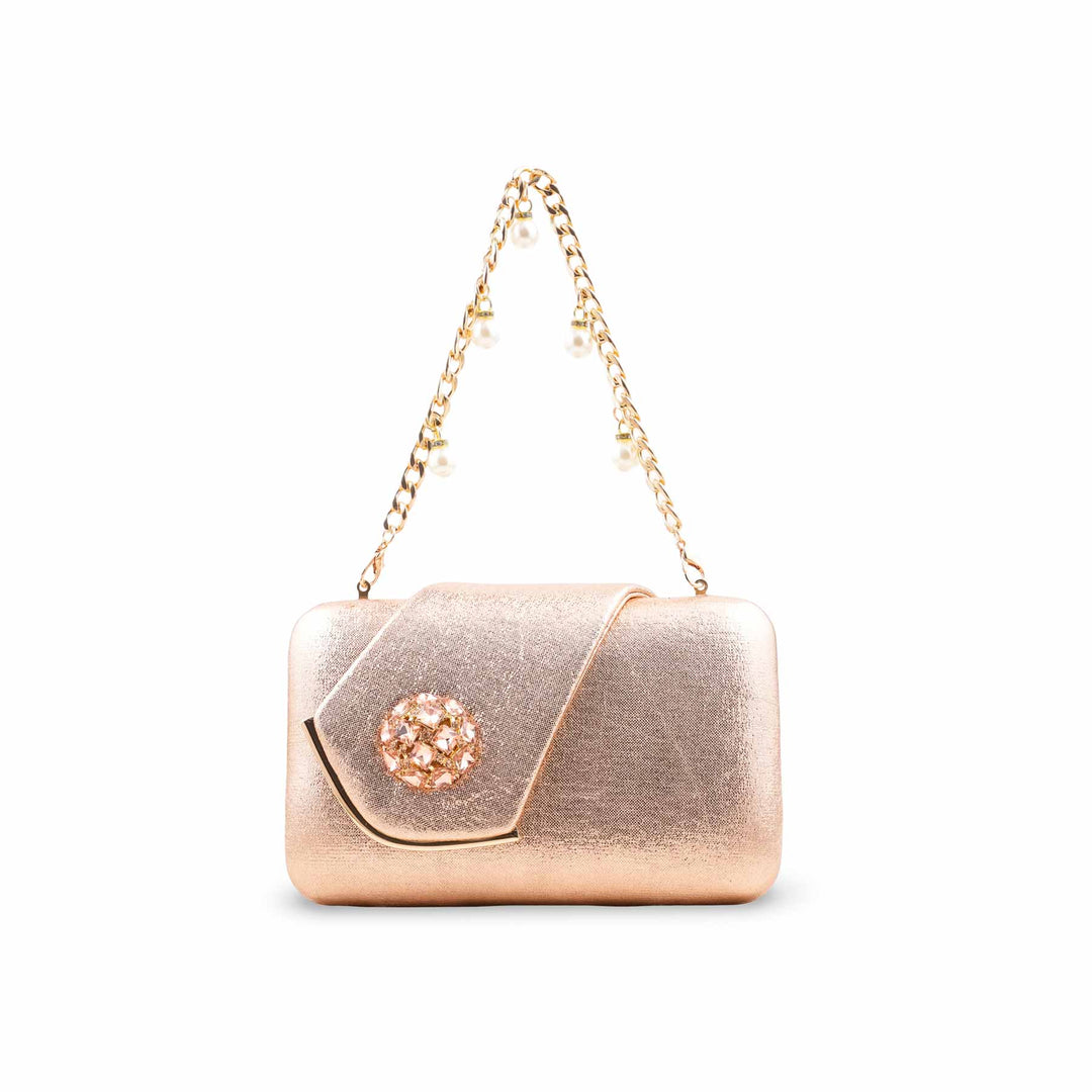 Champagne Fancy Clutch For Ladies P24407