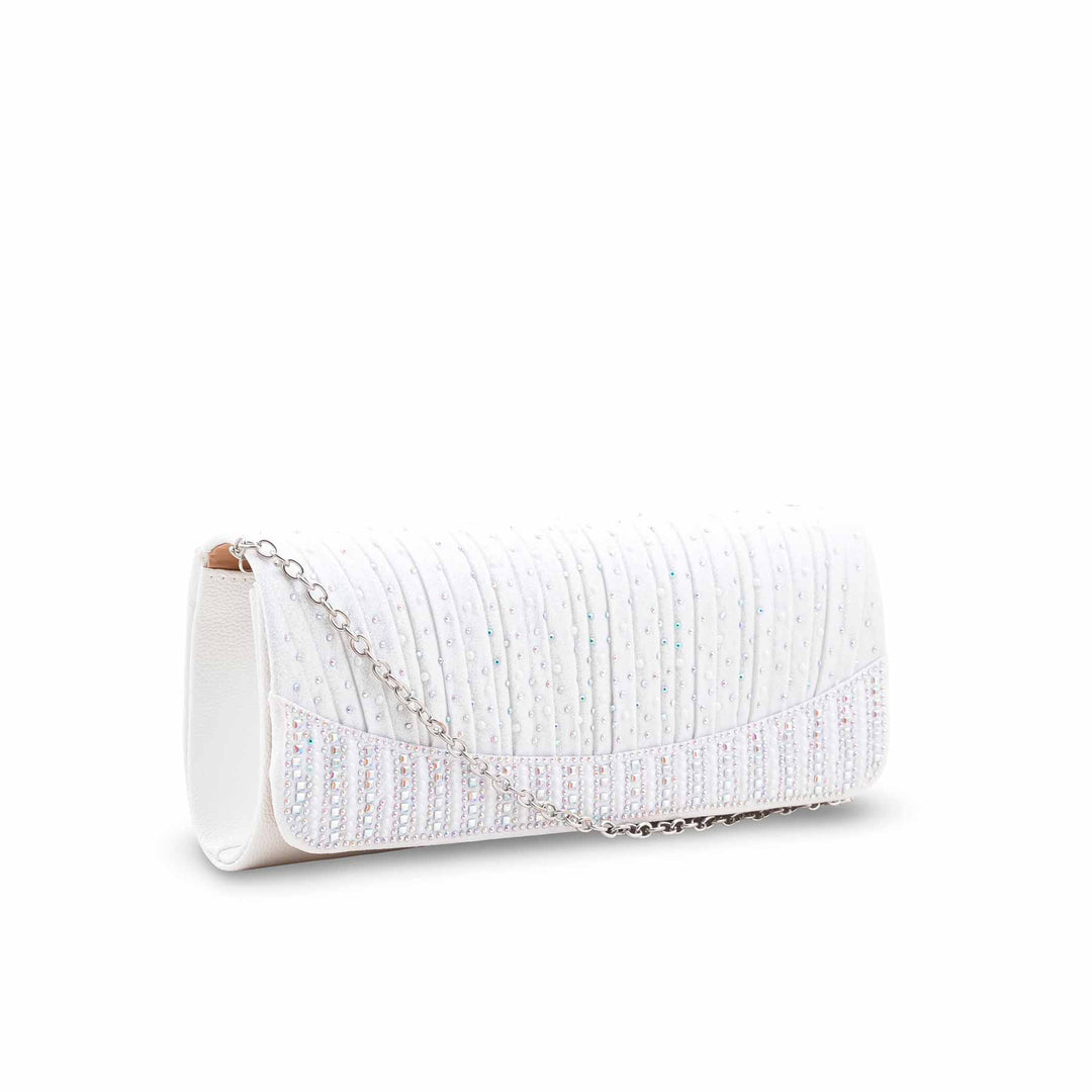 White Fancy Clutch For Ladies P24409