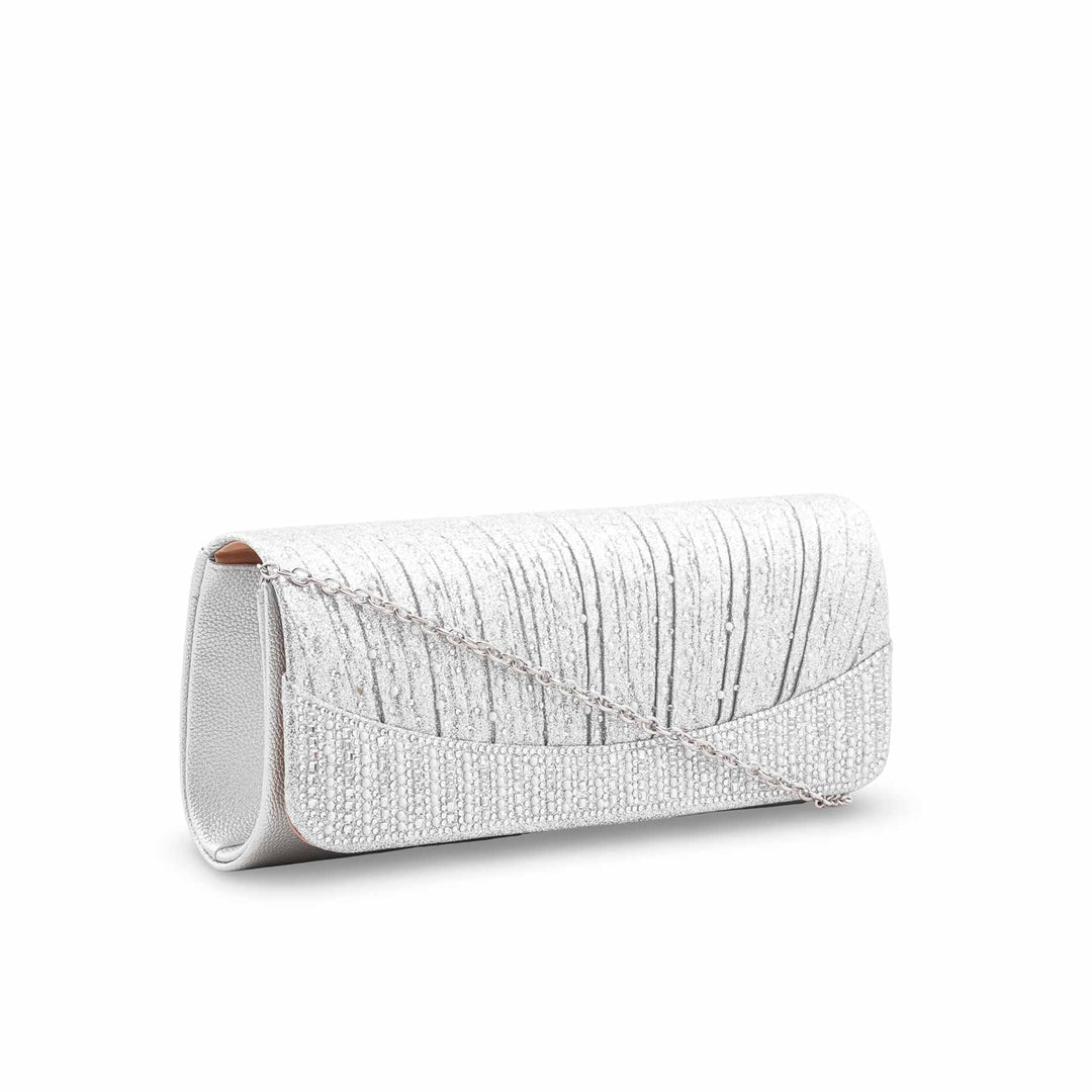Silver Fancy Clutch For Ladies P24409
