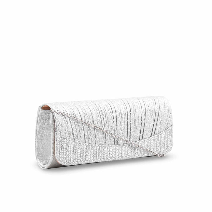 Silver Fancy Clutch For Ladies P24409