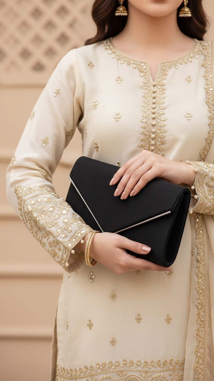 Black Formal Clutch For Women P24411