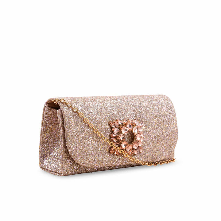 Champagne Fancy Clutch For Ladies P24415