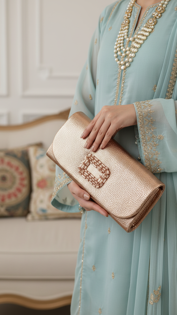 Champagne Formal Clutch For Women P24416