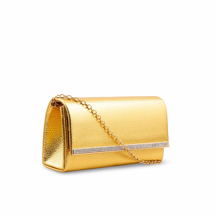 Golden Formal Clutch For Ladies P24417