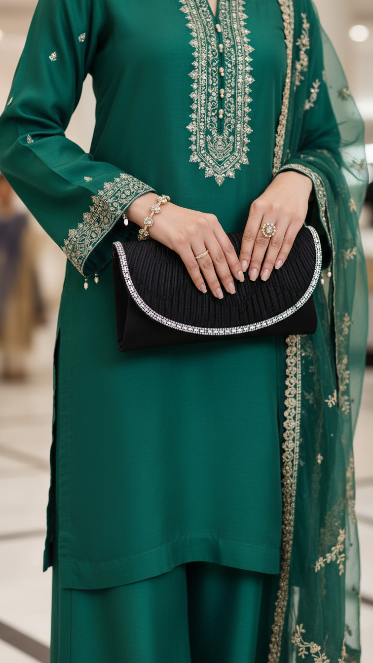 Black Formal Clutch For Ladies P24418