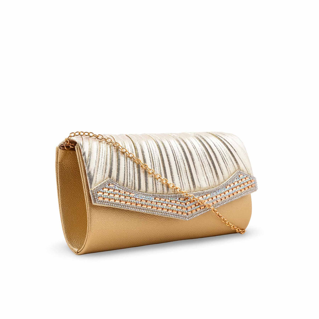 Golden Fancy Clutch For Women P24420