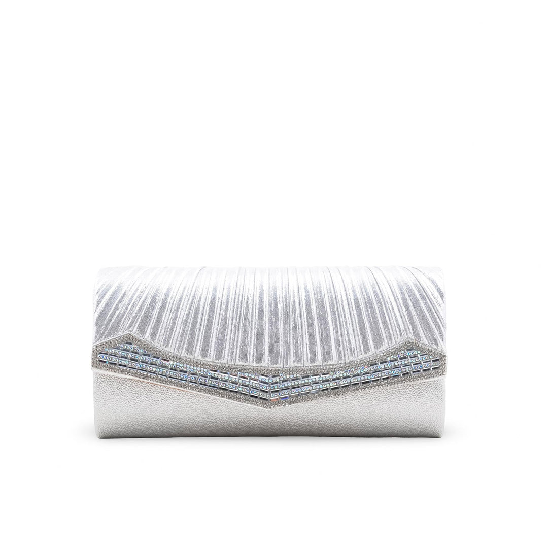 Silver Fancy Clutch For Women P24420