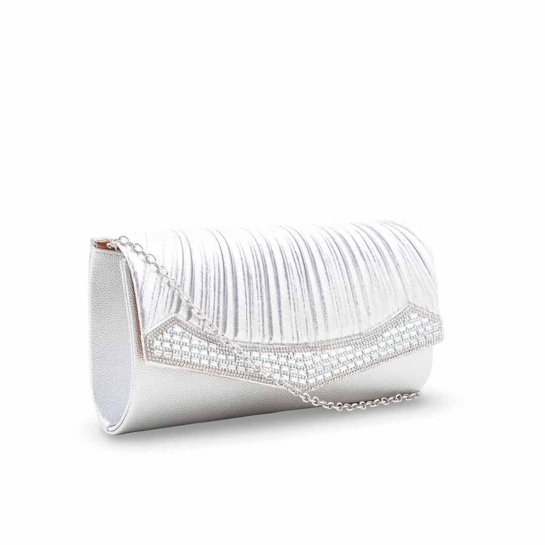 Silver Fancy Clutch For Women P24420