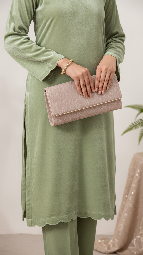 Golden Fancy Clutch For Women P24422