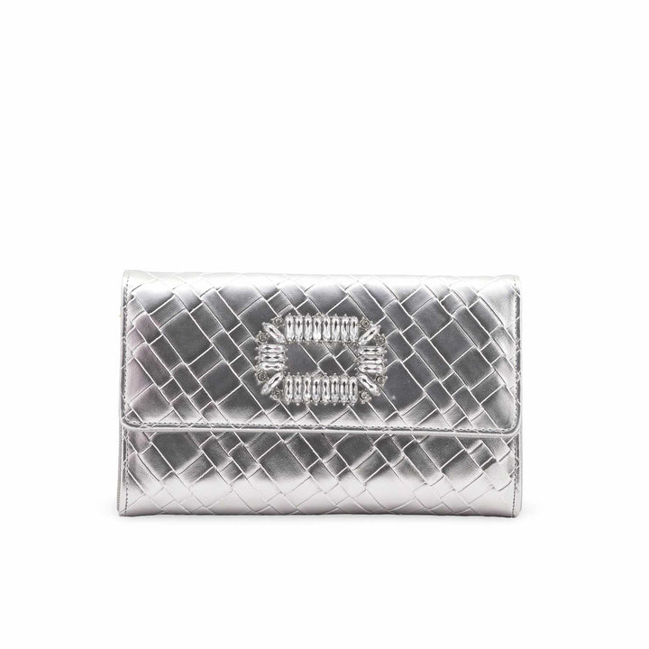 Silver Formal Clutch For Ladies P24423