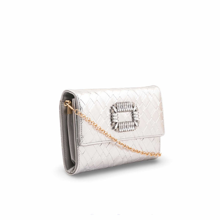 Silver Formal Clutch For Ladies P24423