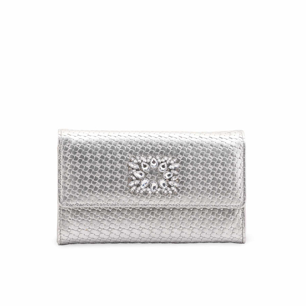 Silver Formal Clutch For Ladies P24424