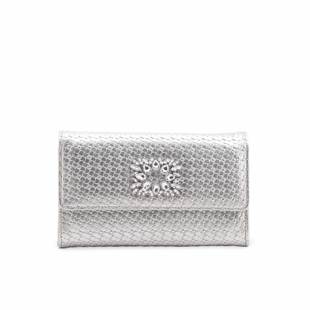 Silver Formal Clutch For Ladies P24424