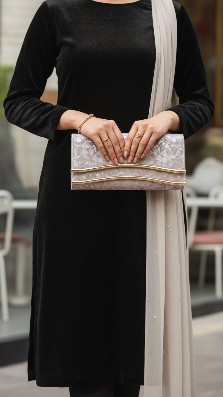 Champagne Fancy Clutch For Women P24425