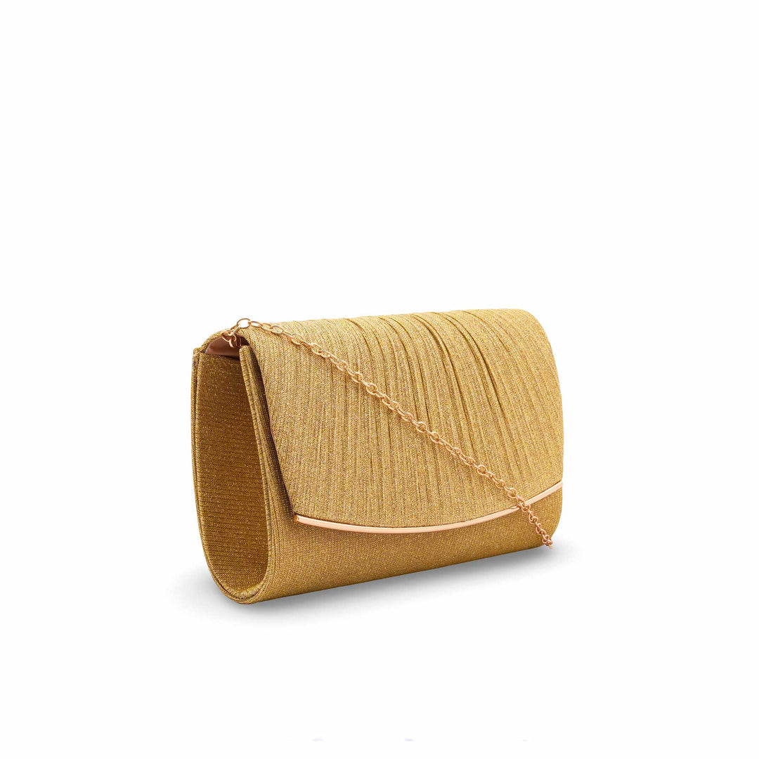 Golden Fancy Clutch For Women P24429